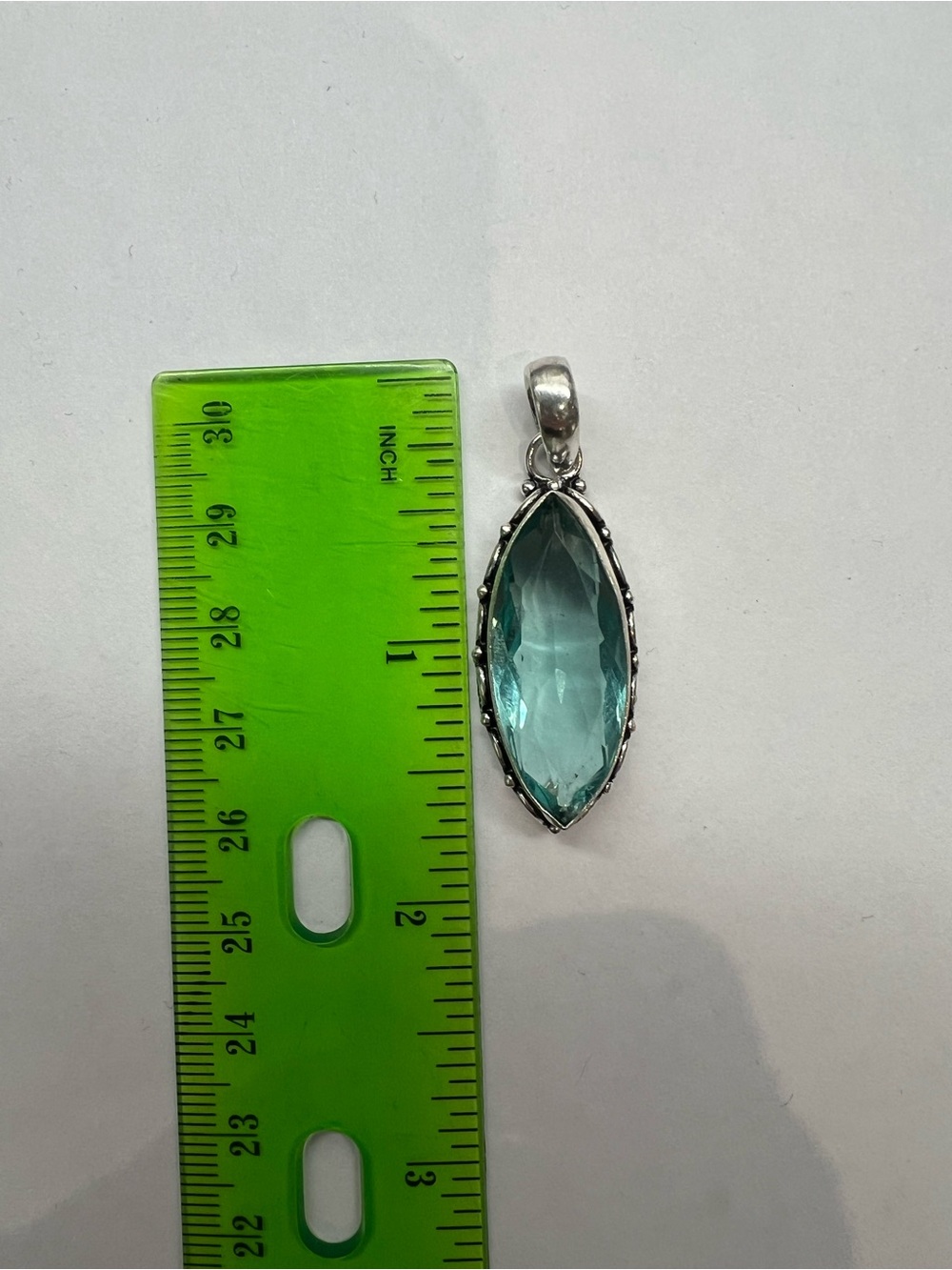 Large statement marquise cut aquamarine necklace pendant. - Picture 6 of 6